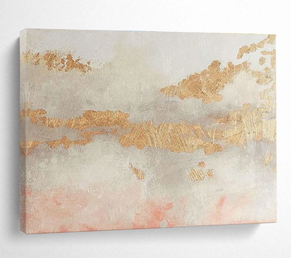 Gold - Pink - Grey Tone Abstract Art for Elegant Bedroom DLZ2824