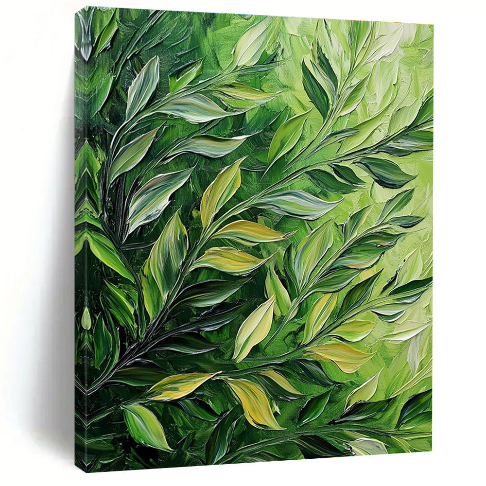Green Leafy Textured Art for Botanical Café & Nature - Inspired Home Office STSC1130