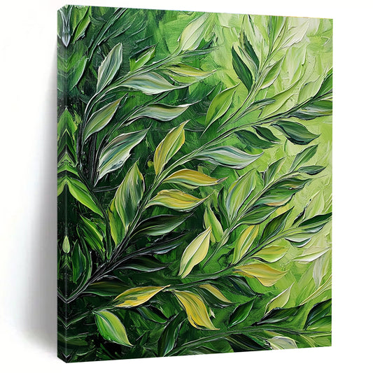 Green Leafy Textured Art for Botanical Café & Nature - Inspired Home Office STSC1130