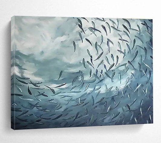 School of Fish Abstract Art for Marine - Themed Aquarium Cafes DLZ3176