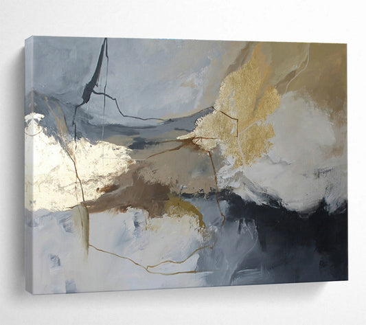 Gold - Gray Line Abstract Art for Polished Study DLZ2903