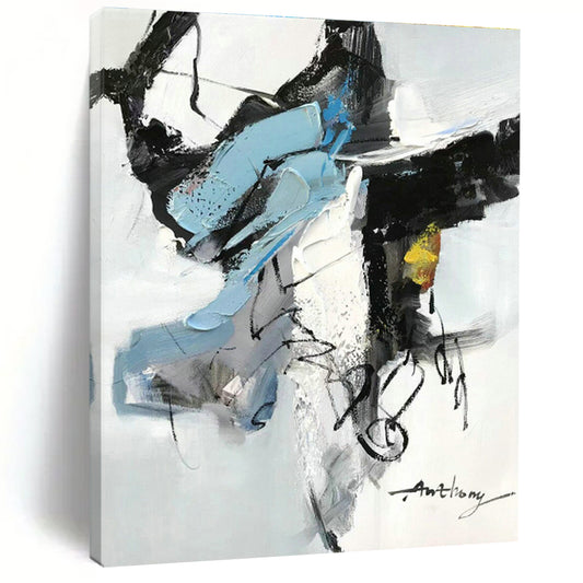 Blue - Black Abstract Art for Minimalist Home & Corporate Lobby DLZ0792