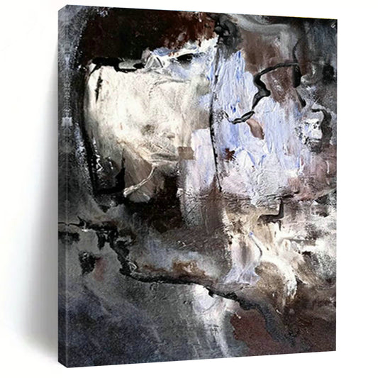 Gray - Brown Abstract Art for Industrial - Style Loft Bedroom Walls DLZ0048