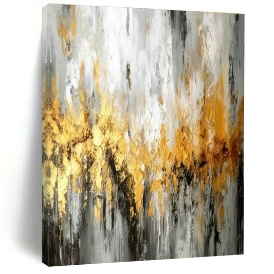 Gold - Gray Abstract Art for High - End Boutique & Art Deco Home DLZ1816