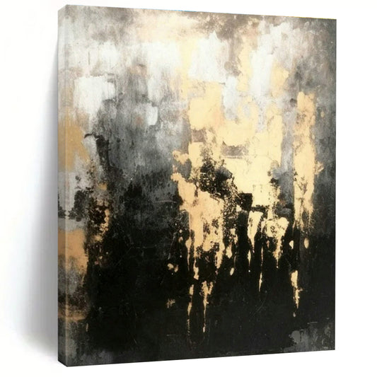 Gold - Gray Abstract Art for High - End Boutique & Art Deco Home DLZ1804
