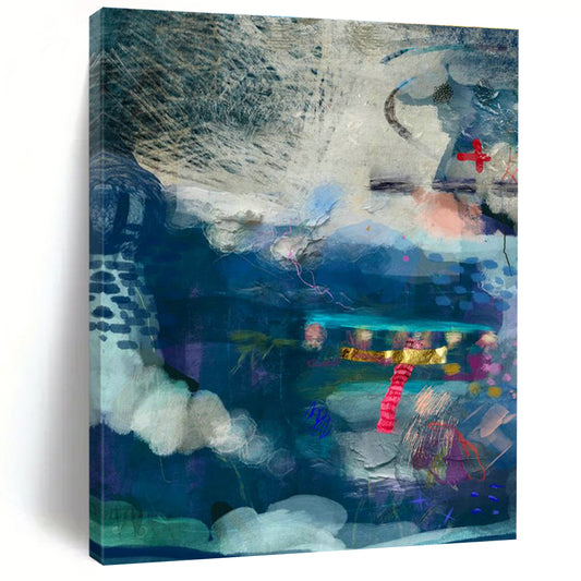Blue - Toned Collage Art for Coastal Home Study Spaces DLZ0155