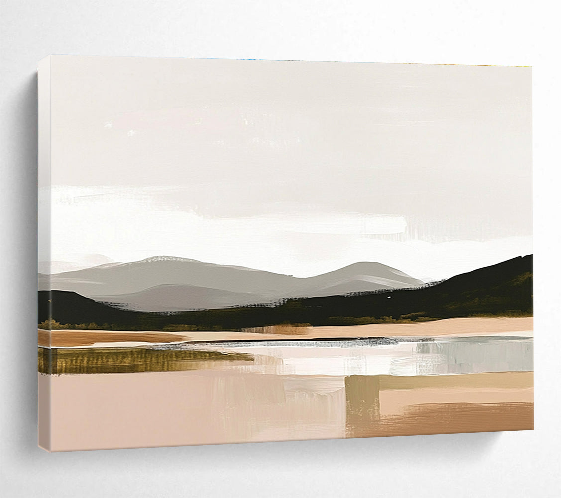 Minimalist Mountain Lake Art for Modern Home Office & Scandinavian - Style Living Room SC081