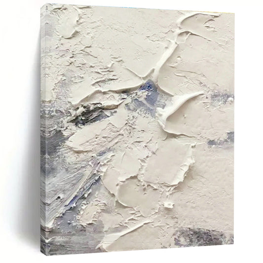 White - Blue Impasto Abstract Art for Beachfront Yoga Studio & Modern Beach House DLZ1265