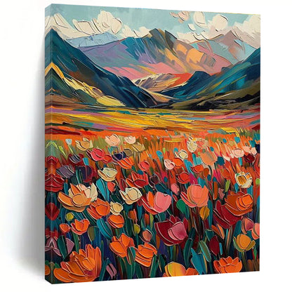 Colorful Mountain Field Art for Ski Lodge & Adventure Café DLZ2297