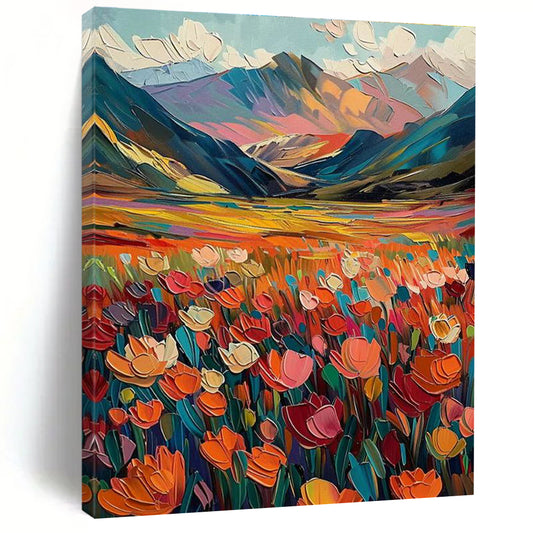 Colorful Mountain Field Art for Ski Lodge & Adventure Café DLZ2297