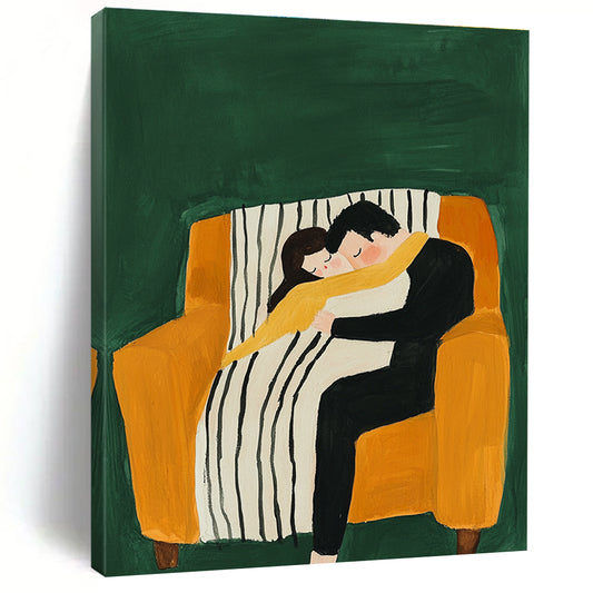 Couple Sleeping on Sofa Art for Cozy Home Living Room & Relationship Counseling Office STSC1054