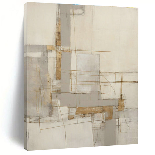 Grey - Gold Geometric Abstract Art for Corporate Lobby & Art Deco - Style Residence DLZ1329