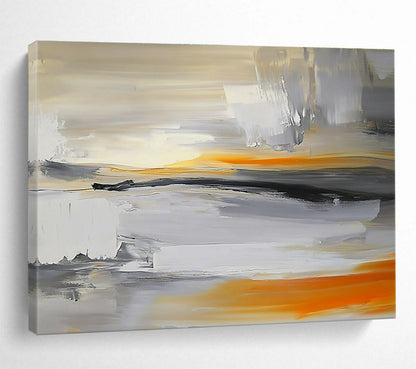 Gray and Orange Abstract Art for Modern Studio Apartment & Creative Agency Office SC175