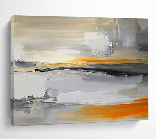 Gray and Orange Abstract Art for Modern Studio Apartment & Creative Agency Office SC175