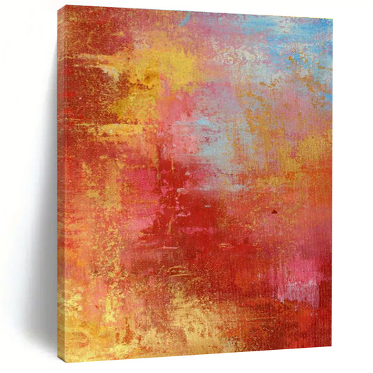 Red - Yellow Abstract Art for Contemporary Living Room Accent Walls DLZ0021