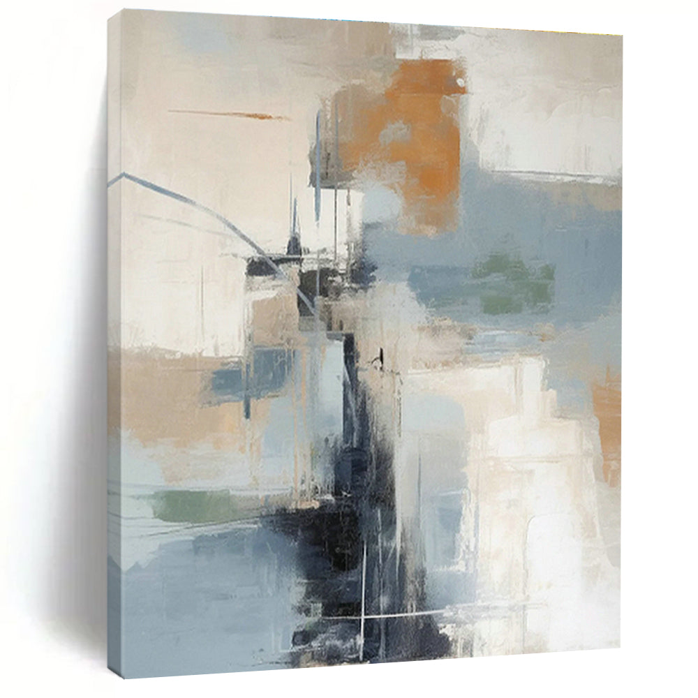 Blue - Brown Geometric Abstract Art for Modern Office & Art Gallery DLZ1261
