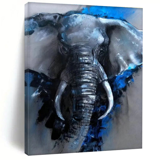 Blue - Accented Elephant Art for Safari Lodge & Wildlife Gallery DLZ2310
