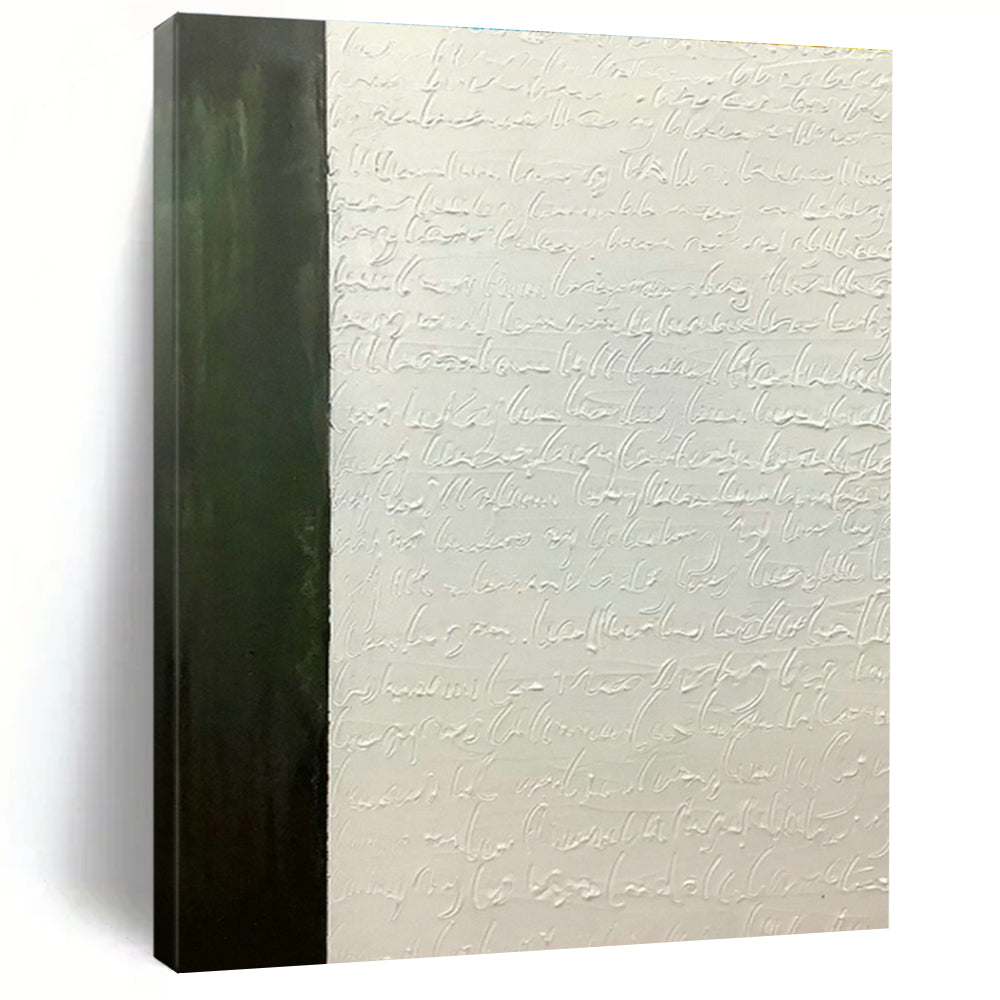 Green - White Calligraphy Relief Art for Home Library & Vintage Café DLZ1188
