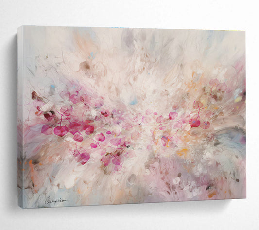 Pink Floral Abstract Art for Romantic Bedroom Decor DLZ2917