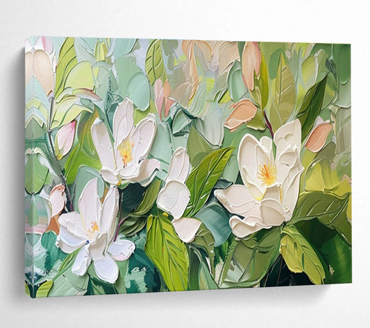White Magnolia Relief Art for Elegant Spa Treatment Room Walls DLZ3220