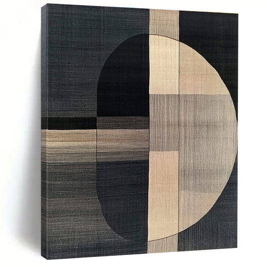 Geometric Black and Beige Art for Minimalist Home Office & Contemporary Art Gallery STSC1060
