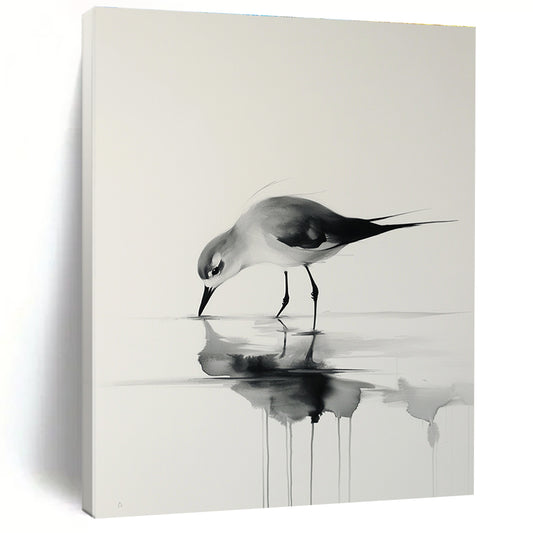 Ink Wash Bird Drinking for Zen - Inspired Office & Traditional Tea House STSC906