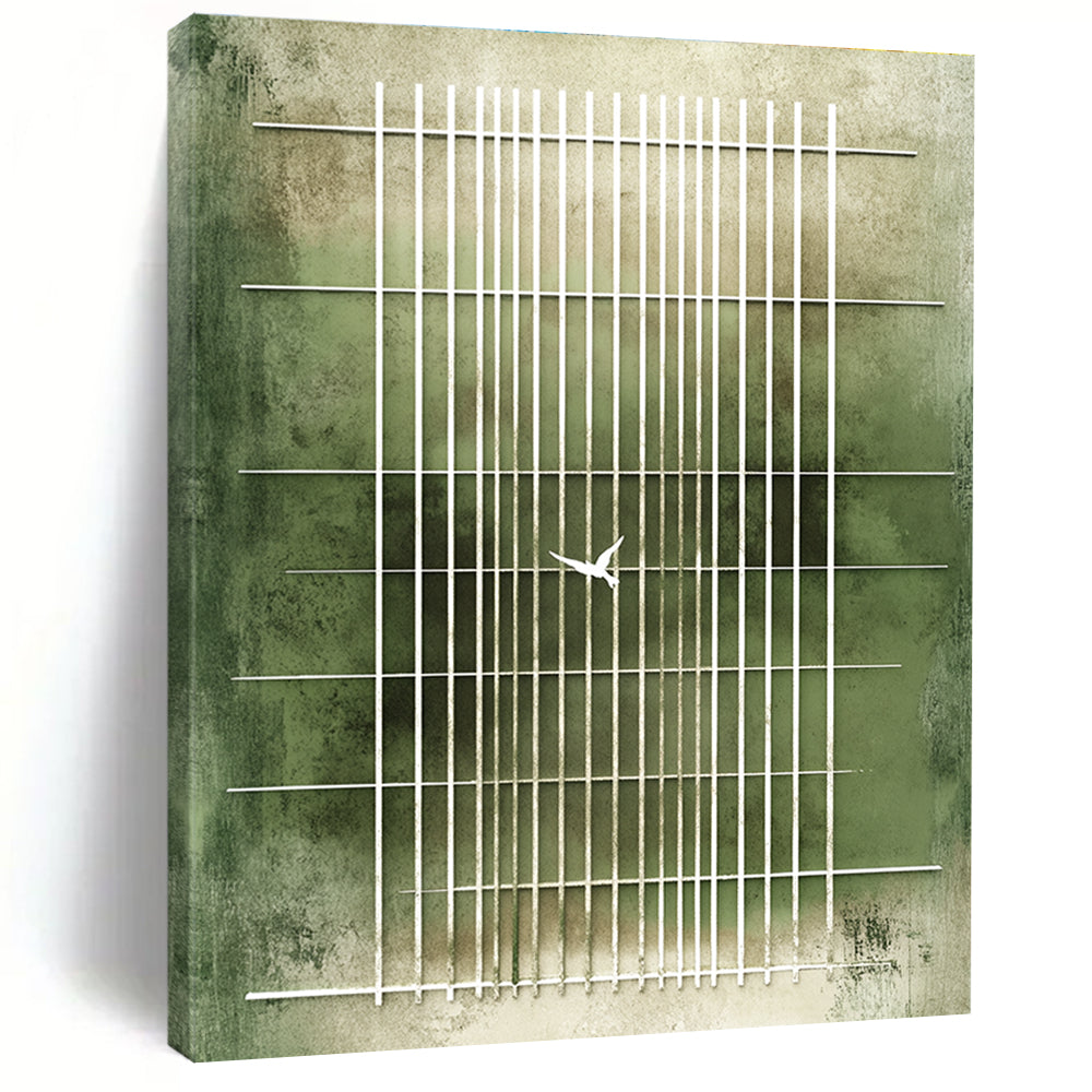 Bird in Grid Art for Minimalist Study & Philosophical Library STSC1216