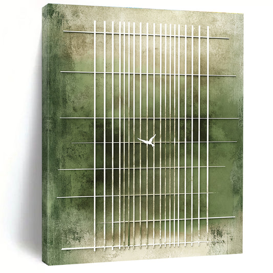 Bird in Grid Art for Minimalist Study & Philosophical Library STSC1216