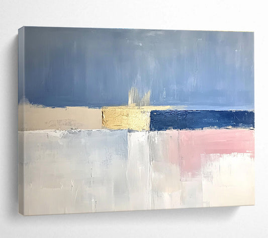 Pink - Blue - Gold Abstract for Boutique Hotel Room & Art - Themed Café SC025