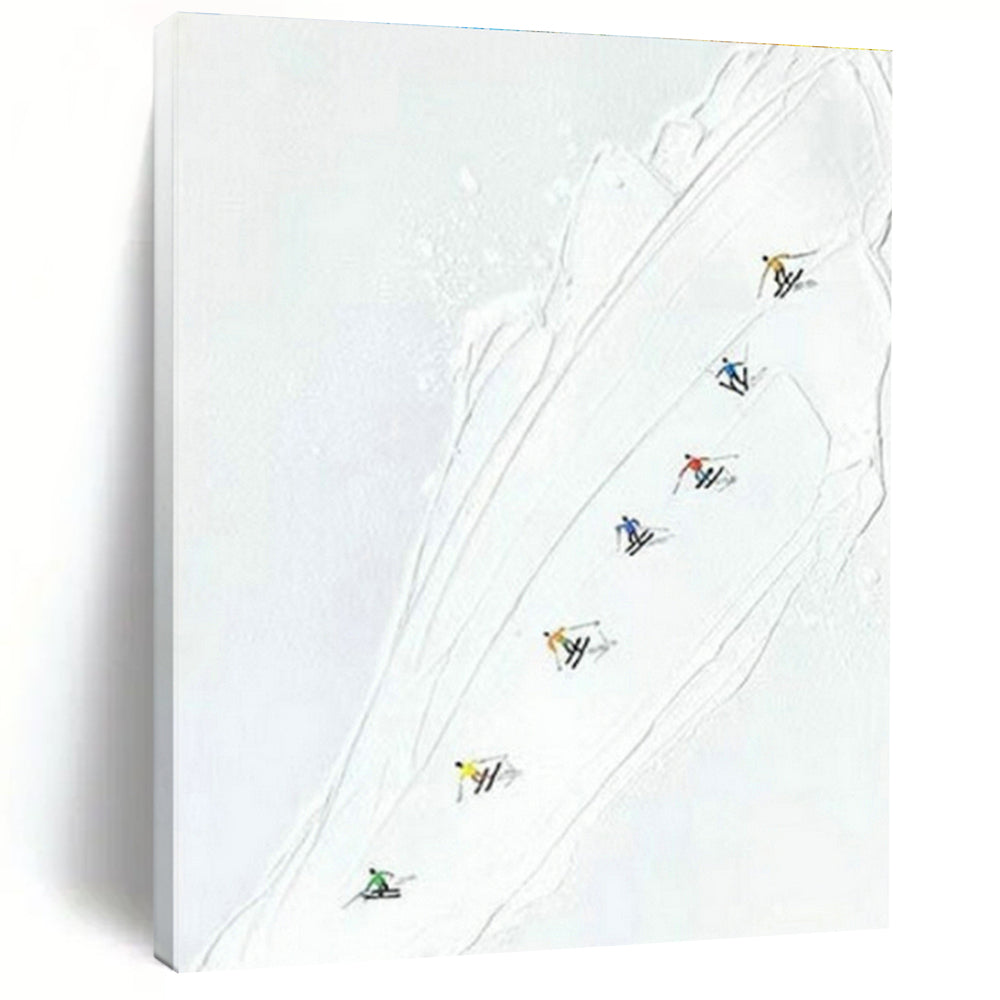 Abstract Ski Scene Art for Mountain Resort Lobby & Sports - Themed Home Den DLZ1613