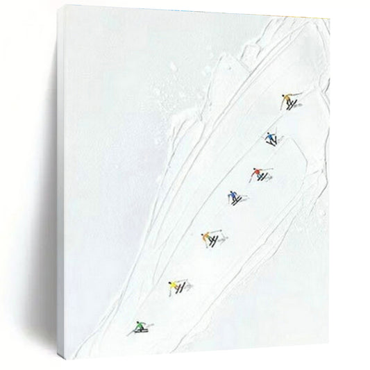Abstract Ski Scene Art for Mountain Resort Lobby & Sports - Themed Home Den DLZ1613