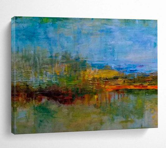 Colorful Lakeside Abstract Art for Cozy Living Room DLZ2774