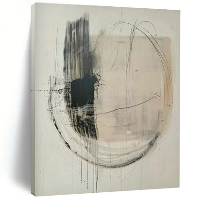 Black - White Line Abstract Art for Minimalist Office & Art Gallery Lounge DLZ1829