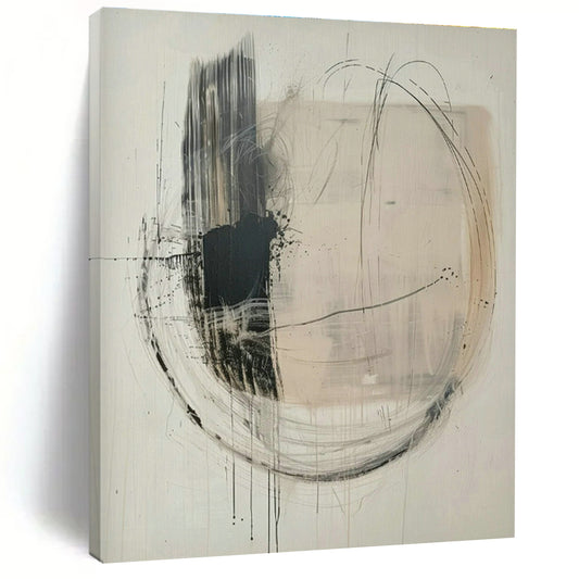Black - White Line Abstract Art for Minimalist Office & Art Gallery Lounge DLZ1829