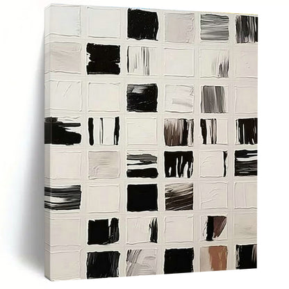Black - White Grid Art for Contemporary Art Gallery & Industrial - Style Café DLZ1521