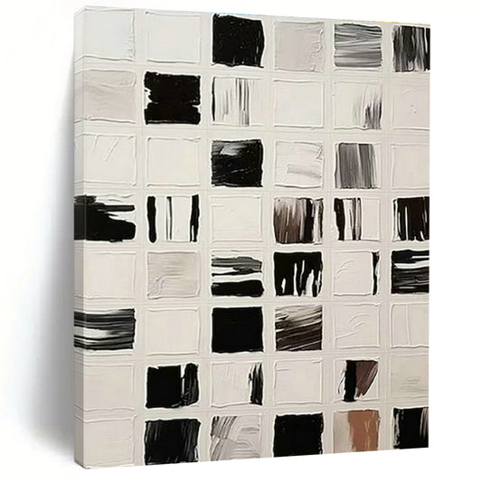 Black - White Grid Art for Contemporary Art Gallery & Industrial - Style Café DLZ1521