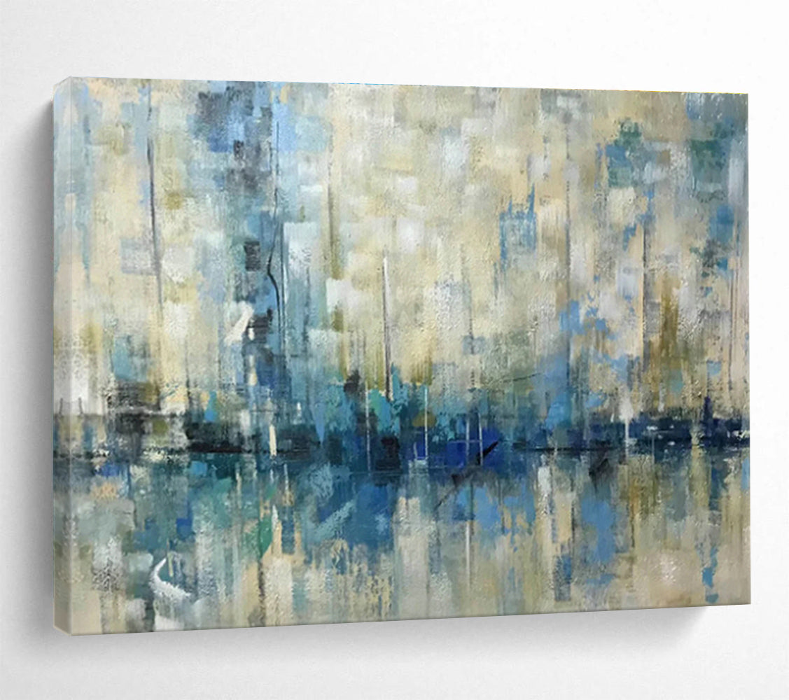 Blue - Toned Harbor Haze Art for Coastal Café Dining Areas DLZ2550