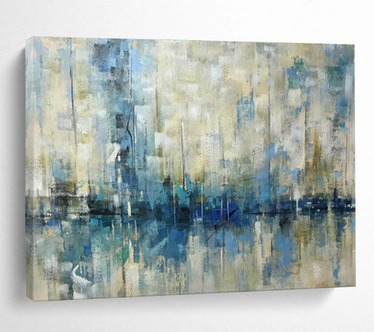 Blue - Toned Harbor Haze Art for Coastal Café Dining Areas DLZ2550