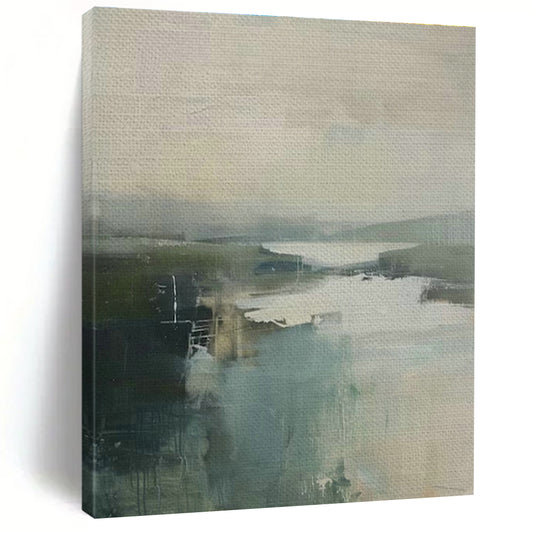 Misty Landscape Abstract Art for Lakeside Resort Lounge & Nature - Inspired Home Office DLZ1620