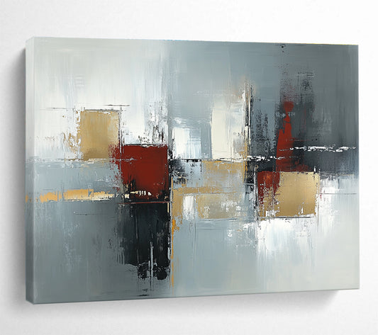 Gray - Toned Geometric Abstract Art for Industrial - Chic Loft & Modern Corporate Reception SC244