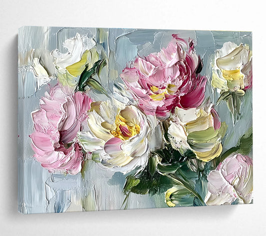 Textured Pink Blooms Art for Garden - themed Restaurant & Floral Shop SC125