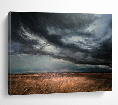 Prairie Storm Oil Painting for Rustic Farmhouse Living Room Fireplaces DLZ3156