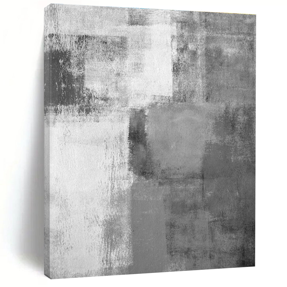 Gray - White Square Abstract Art for Minimalist Studio & Nordic - style Bedroom DLZ0569