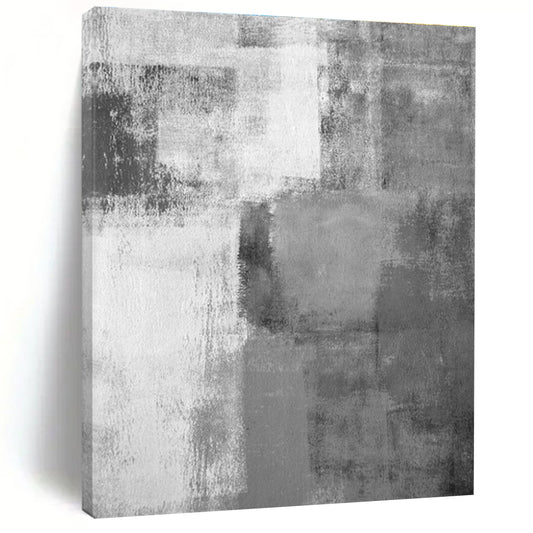 Gray - White Square Abstract Art for Minimalist Studio & Nordic - style Bedroom DLZ0569