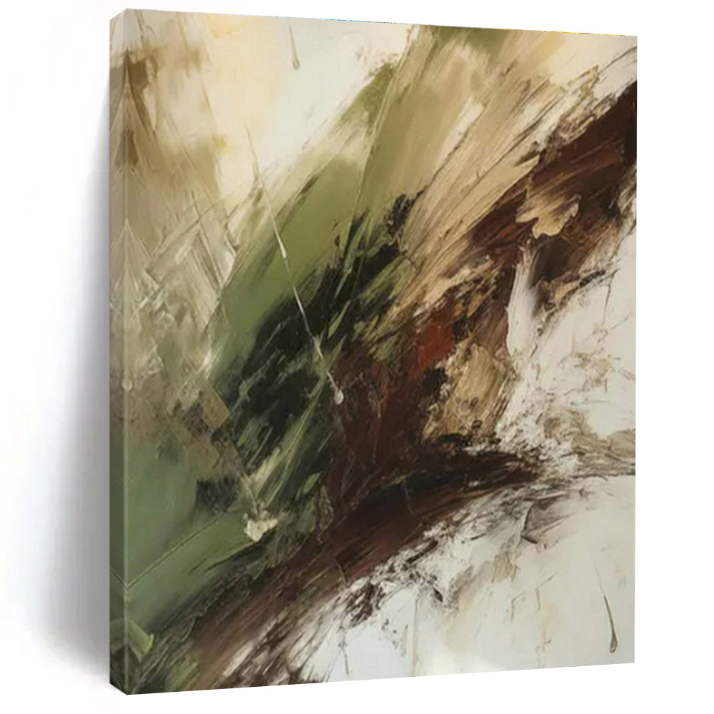 Green - Brown Abstract Art for Rustic Home Cabin & Eco - Friendly Art Space DLZ1708