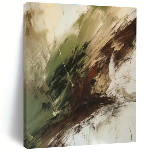 Green - Brown Abstract Art for Rustic Home Cabin & Eco - Friendly Art Space DLZ1708