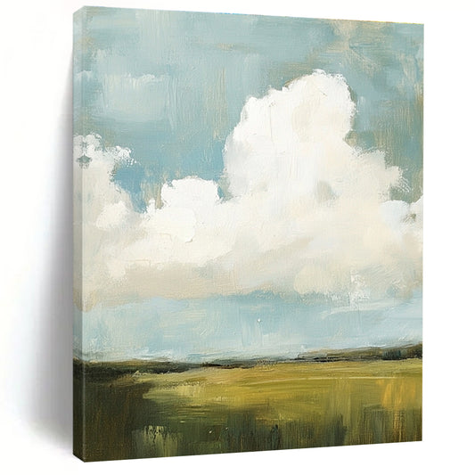 Big Clouds Over Green Field for Minimalist Bedroom & Countryside Retreat STSC873