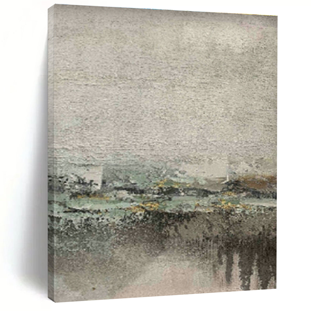 Gray - Green Abstract Landscape for Contemporary Art Museum & Eco - Friendly Home Living Room DLZ0889