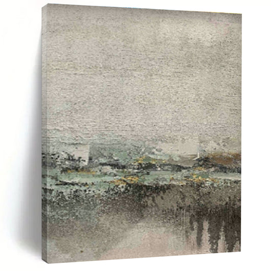 Gray - Green Abstract Landscape for Contemporary Art Museum & Eco - Friendly Home Living Room DLZ0889