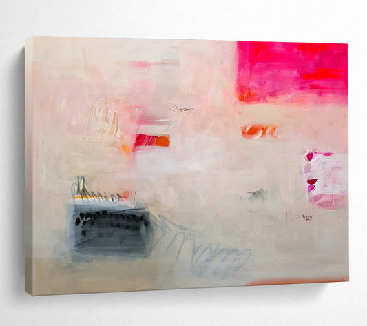 Pink - White Artistic Abstract Art for Cozy Reading Nooks DLZ2409